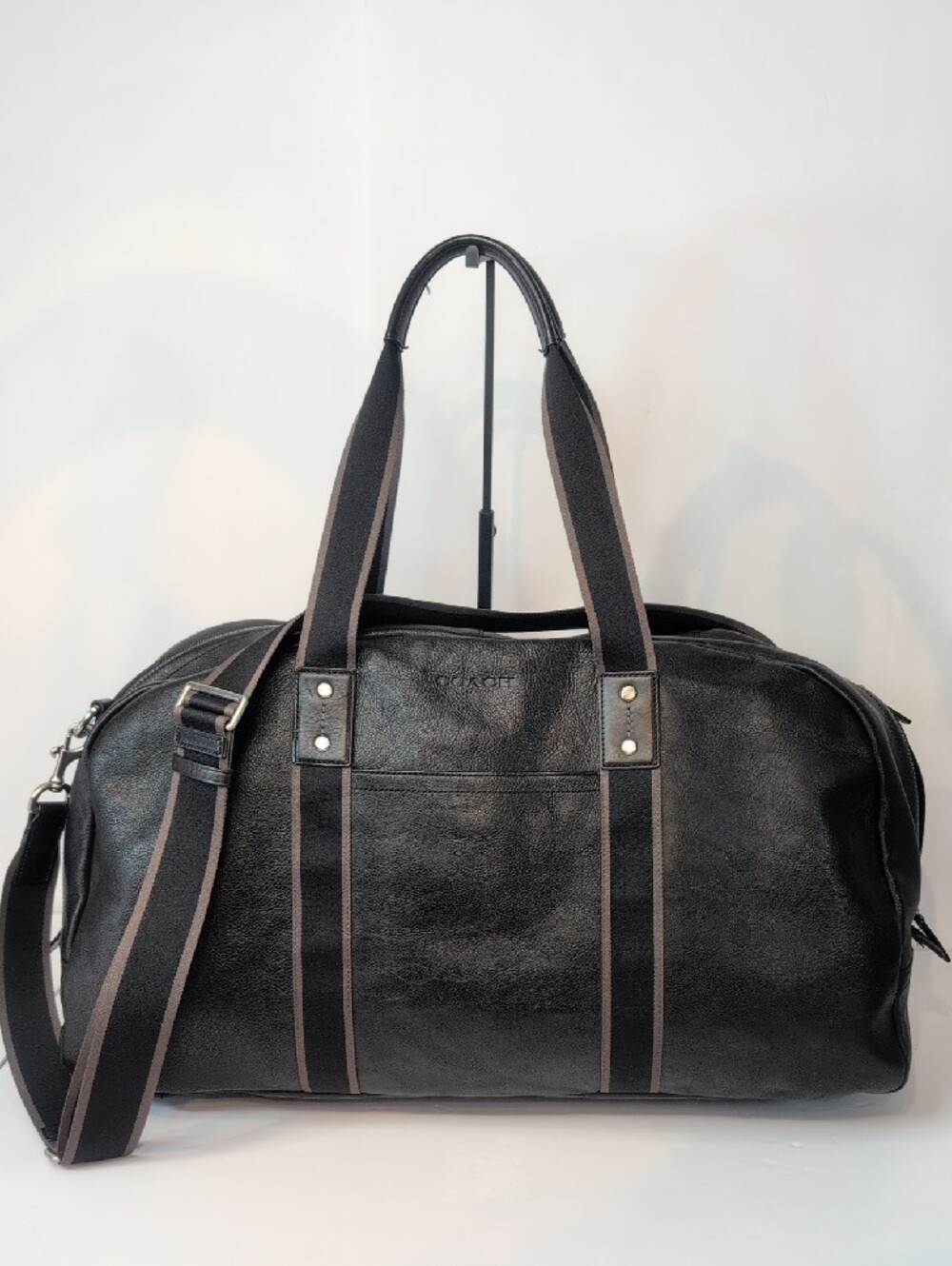 Coach Heritage Web Boston Leather Duffle Weekender Bag F70561